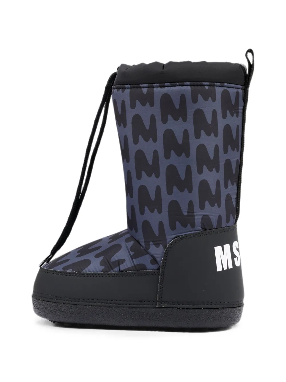 MSGM Kids monogram-print drawstring snow boots Zwart