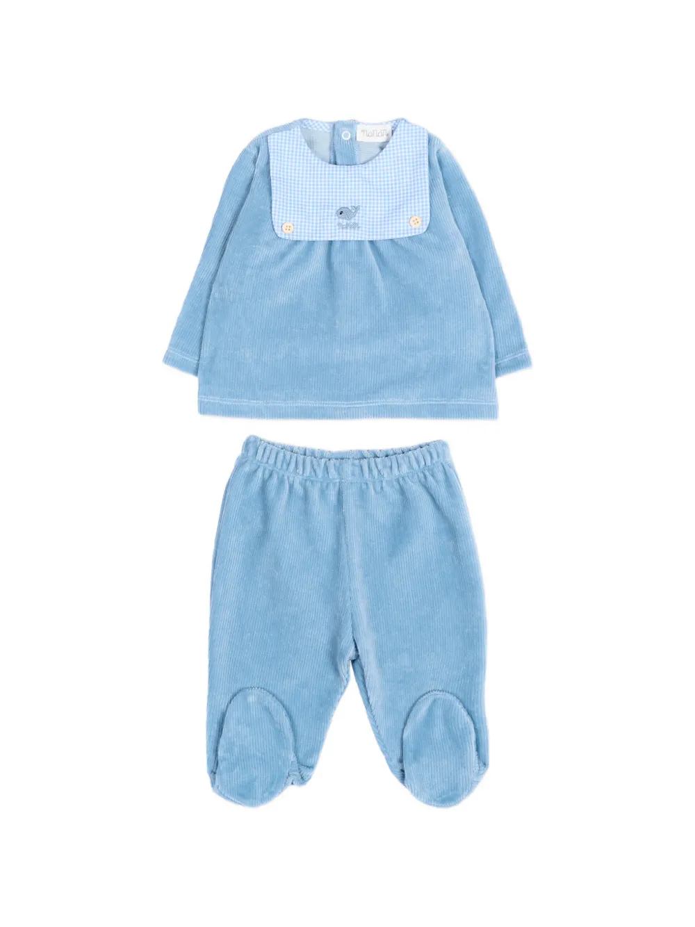 NANAN gingham-panel top and trousers set - Blau