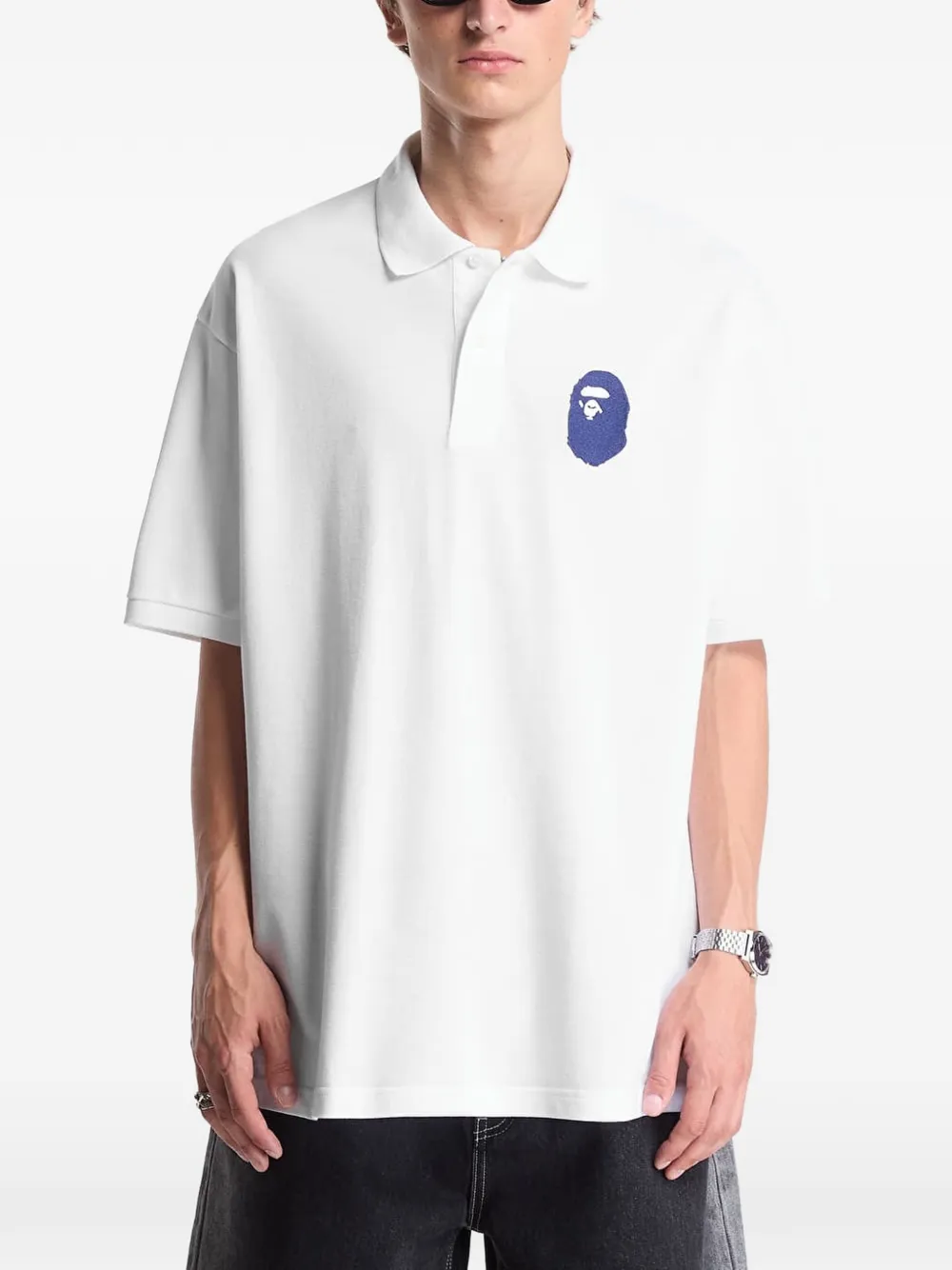 トップス A BATHING APE knit polo ls tee A BATHING APE® Ape Head relaxed-fit Polo Shirt | White | FARFETCH