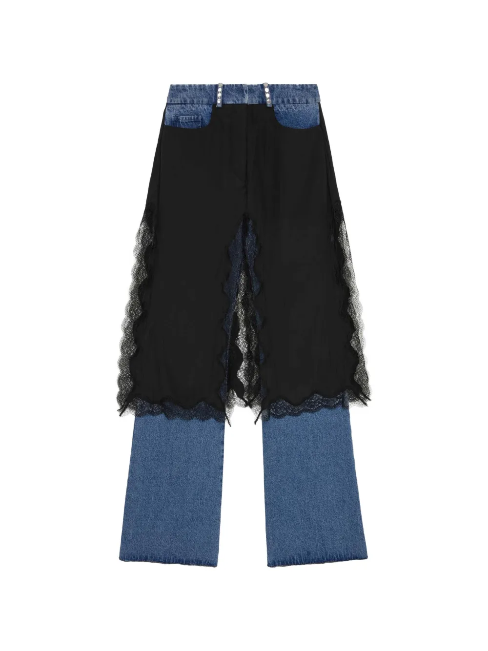 16Arlington Kia lace-trimmed layered jeans - Schwarz