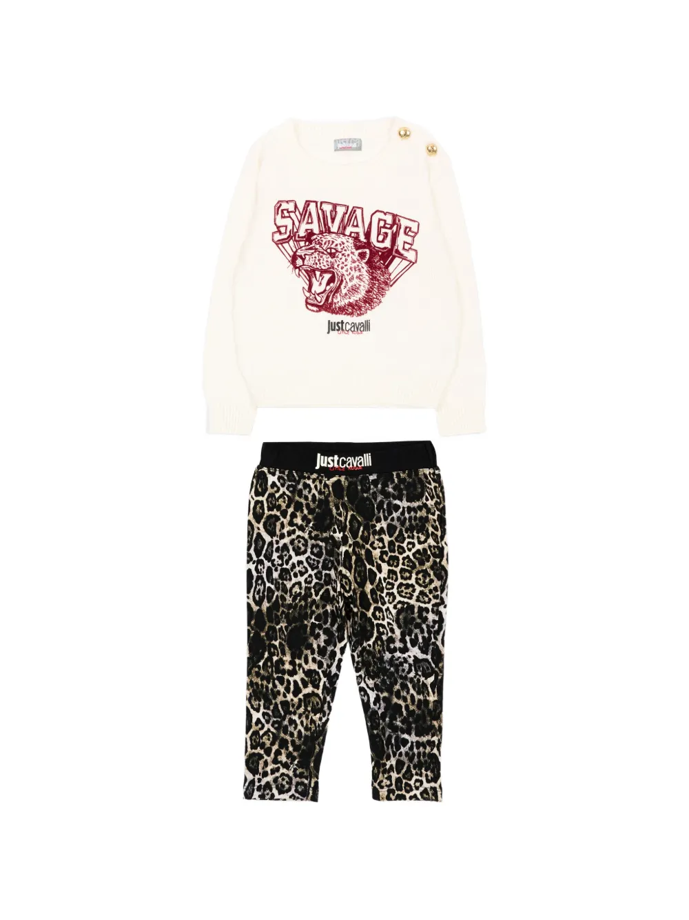 Just Cavalli Kids graphic-print button-detail track pants (set of two) - Weiß