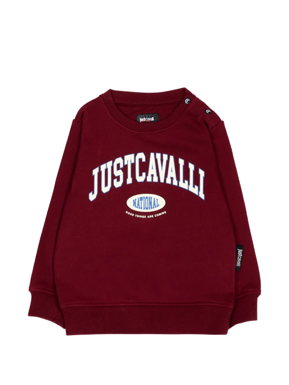 Just Cavalli Kids logo-print button-fastening sweatshirt - Rosso