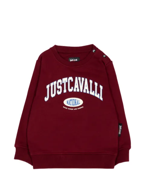 Just Cavalli Kids logo-print button-fastening sweatshirt