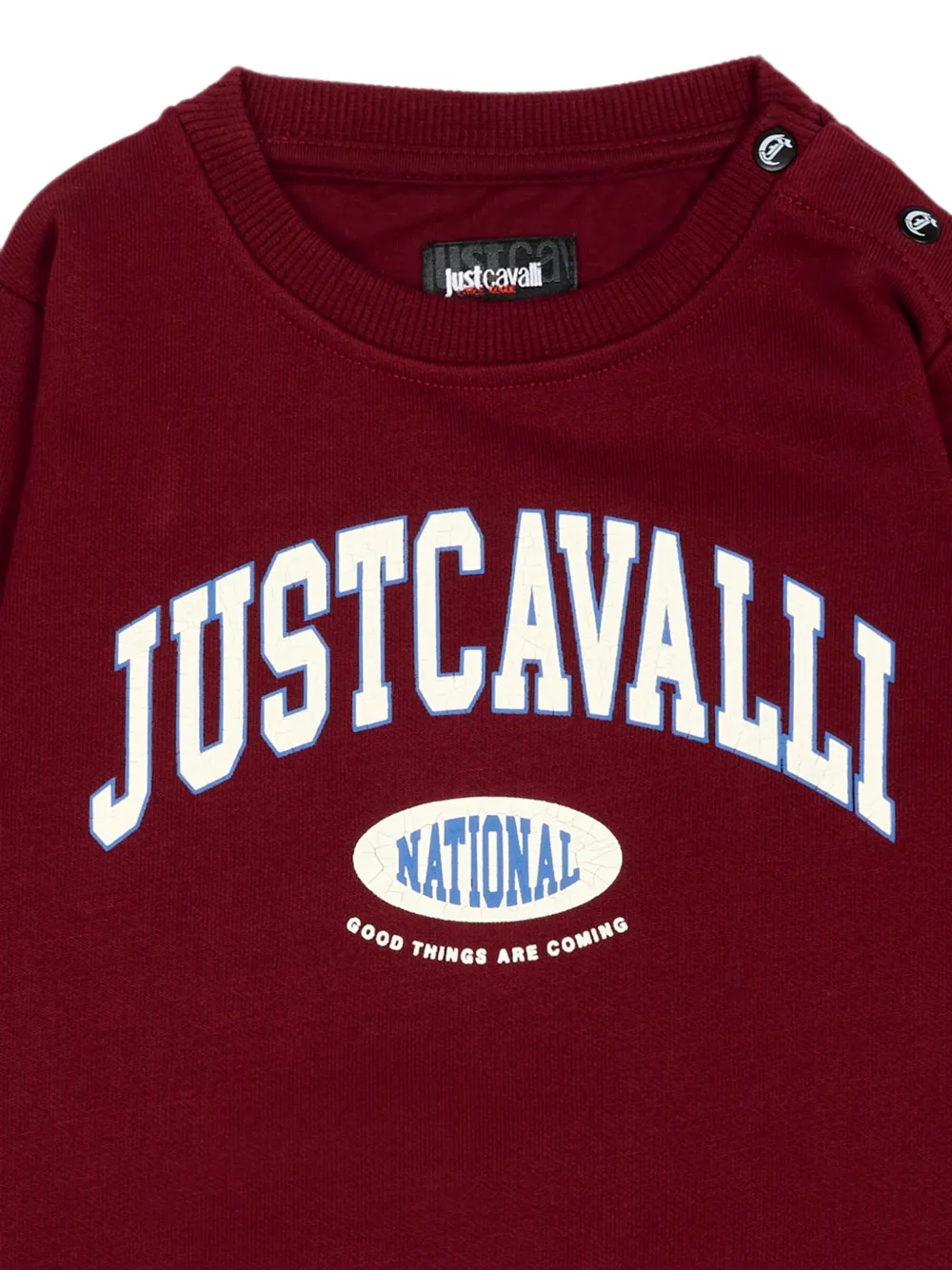 Just Cavalli Kids Sweater met knoopsluiting en logo-print Rood