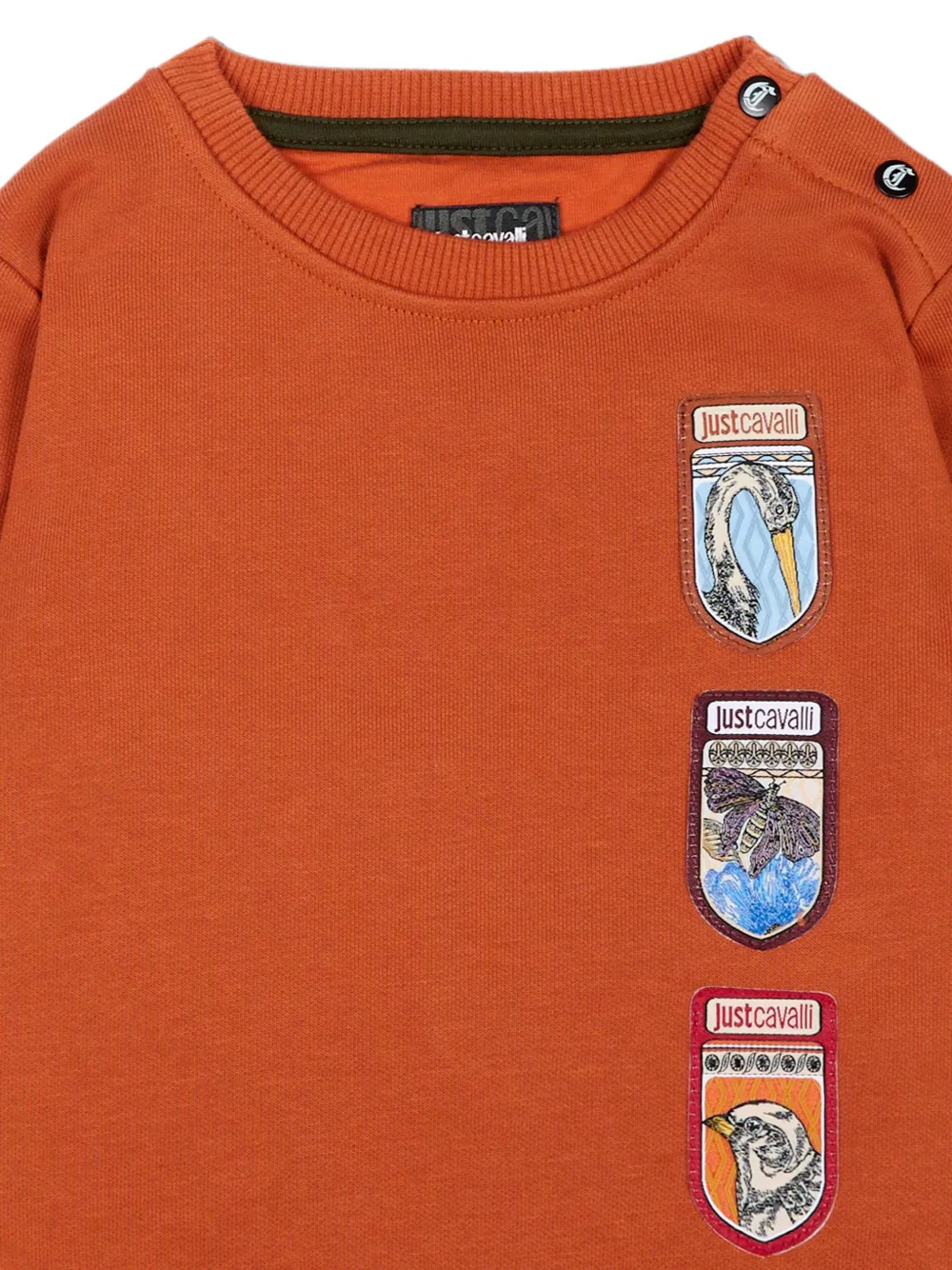 Just Cavalli Kids Sweater met knoopsluiting en patchdetail Oranje