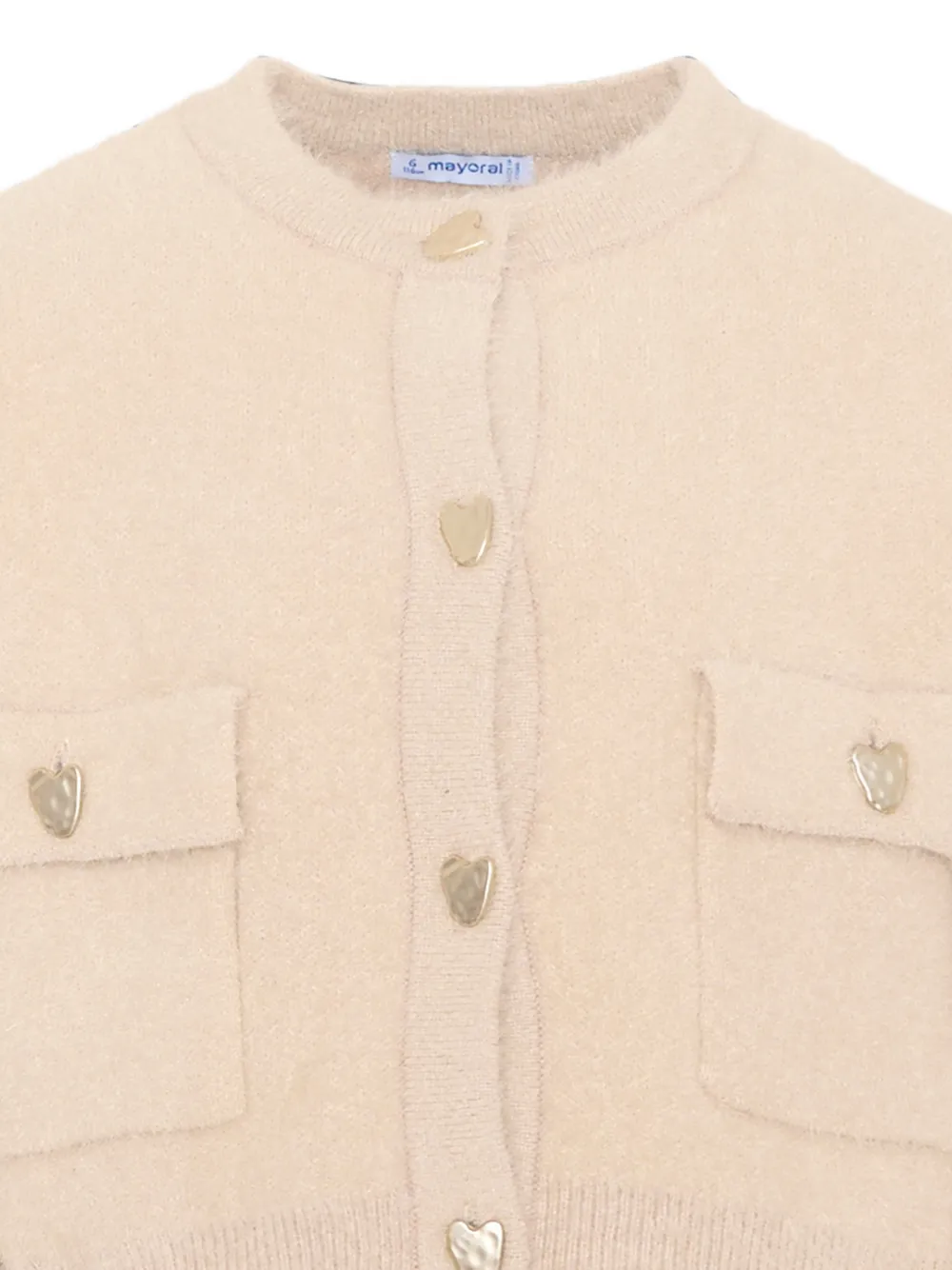 Mayoral Gebreid vest en rok met hartvormige knoop Beige
