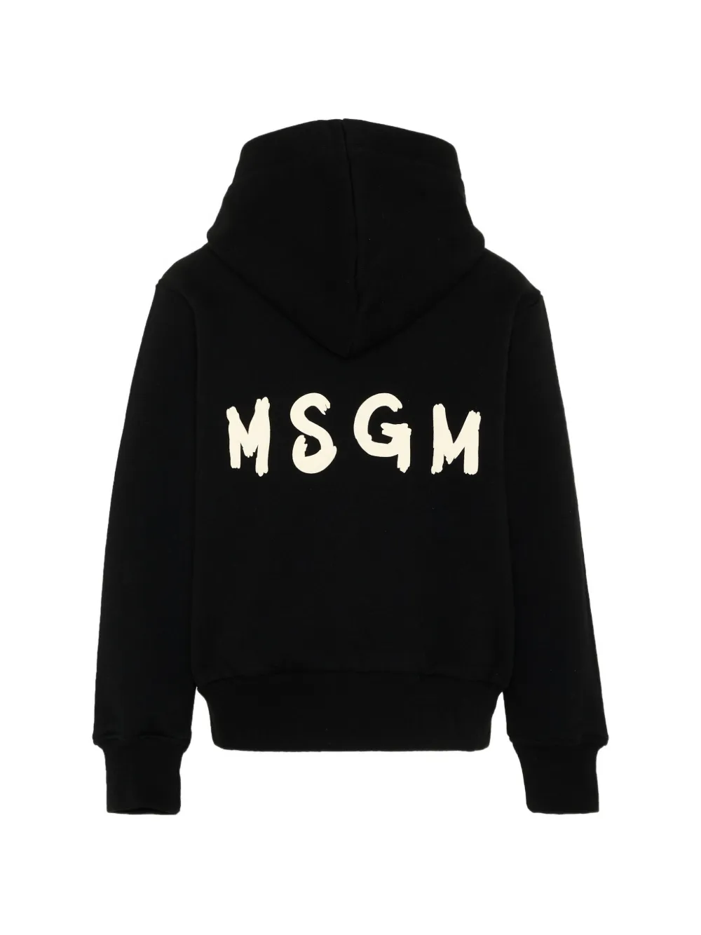 MSGM Kids Hoodie met logoprint en rits Zwart