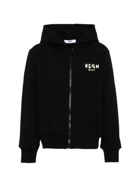 MSGM Kids logo-print zip-up hoodie