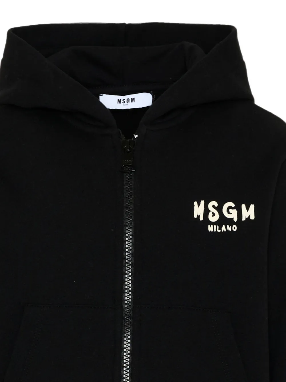 MSGM Kids Hoodie met logoprint en rits Zwart