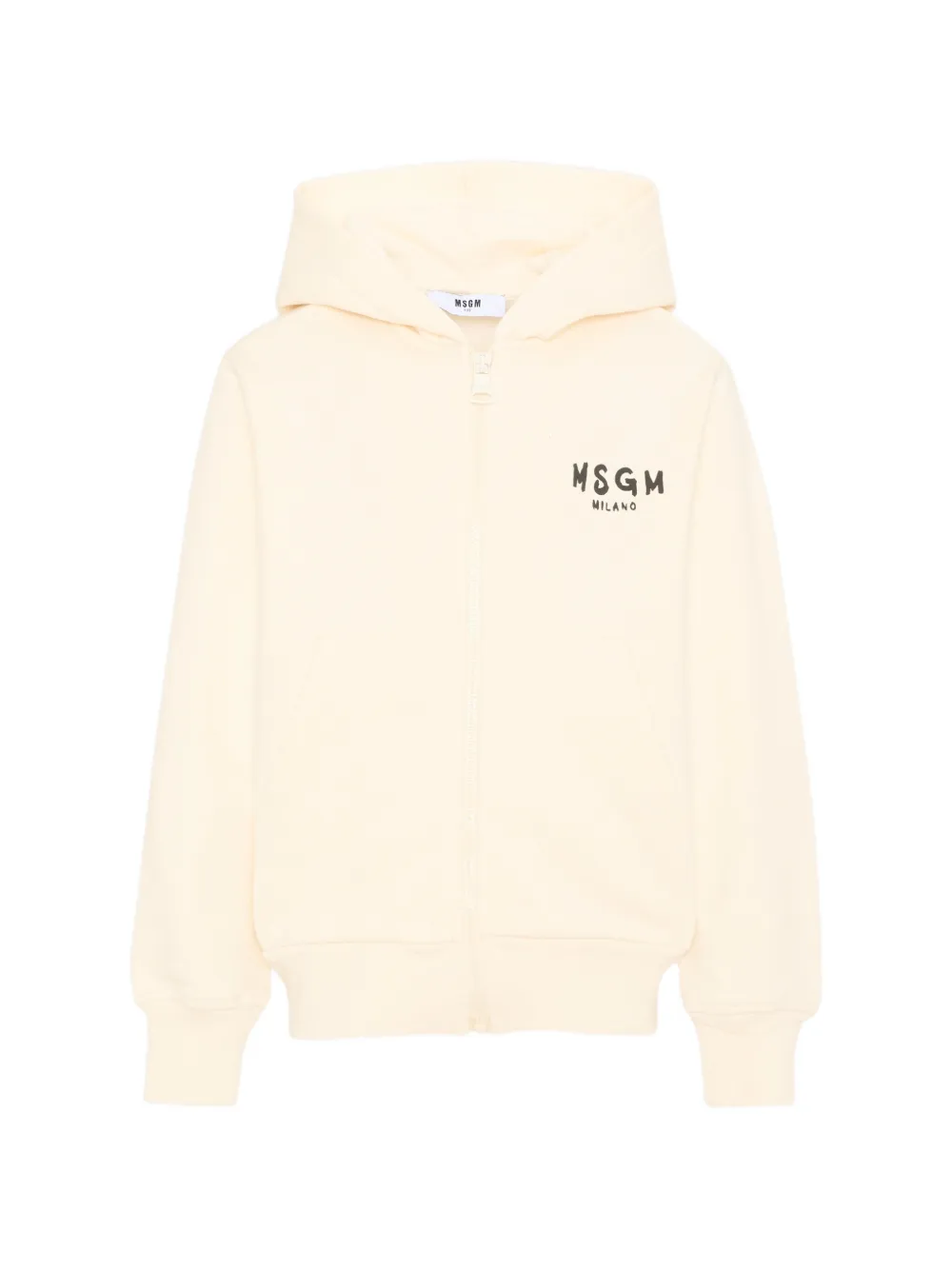 MSGM Kids logo-print zip-up hoodie - Nude
