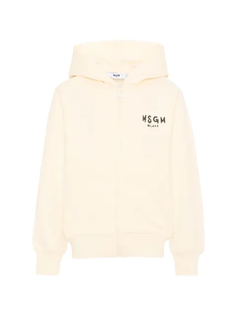 MSGM Kids logo-print zip-up hoodie