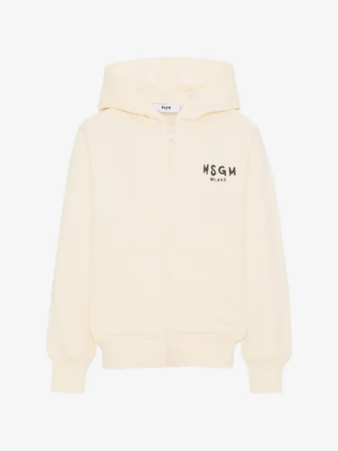 MSGM Kids logo-print zip-up hoodie