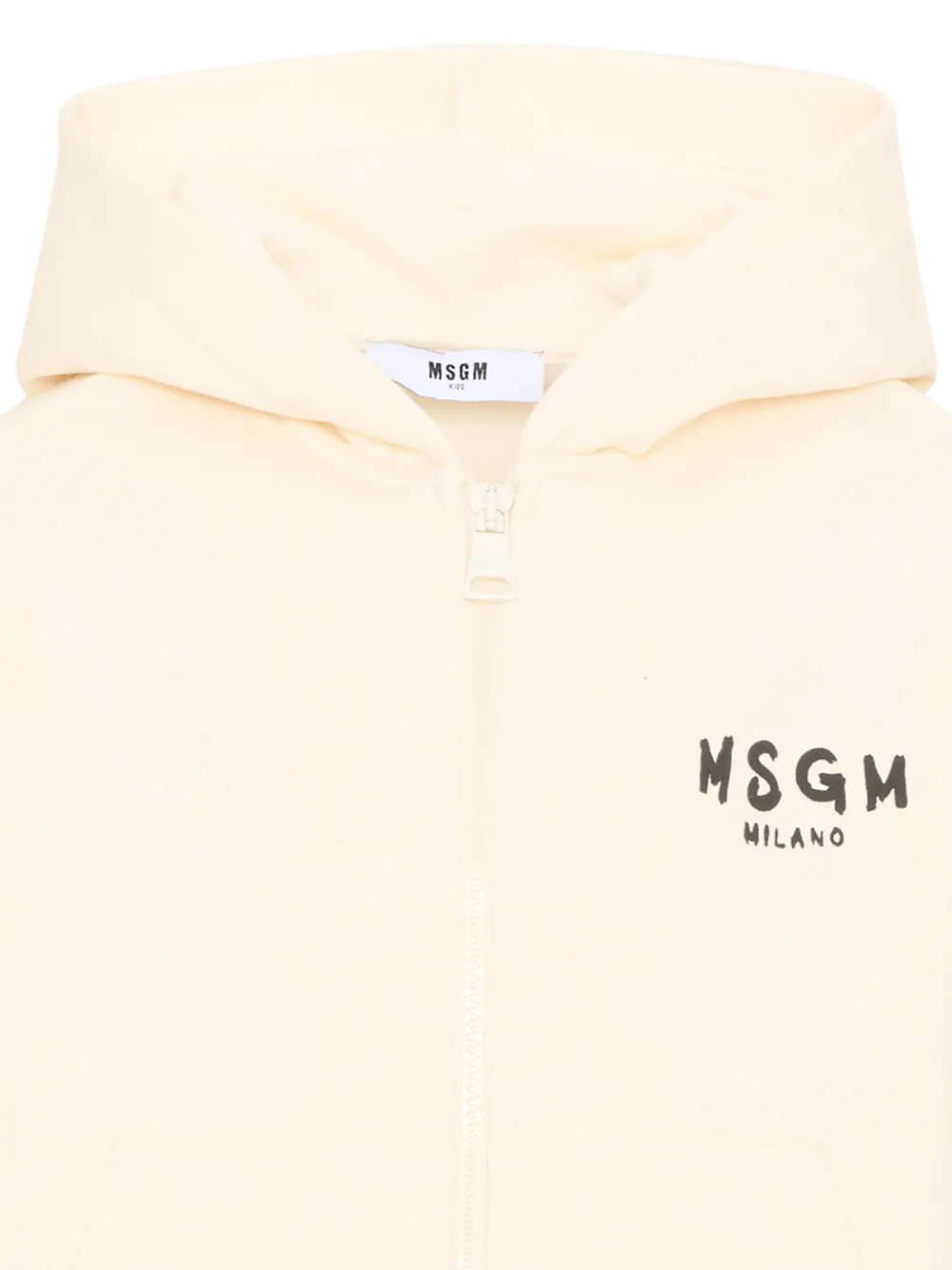 MSGM Kids Hoodie met logoprint en rits Beige