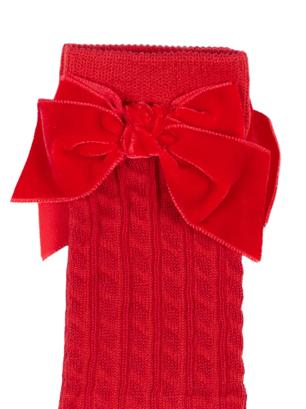 NANAN bow-detail cable-knit socks Rood