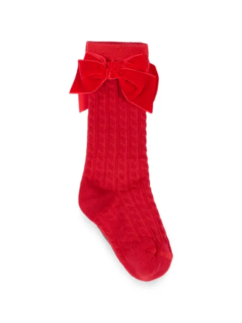 NANAN bow-detail cable-knit socks