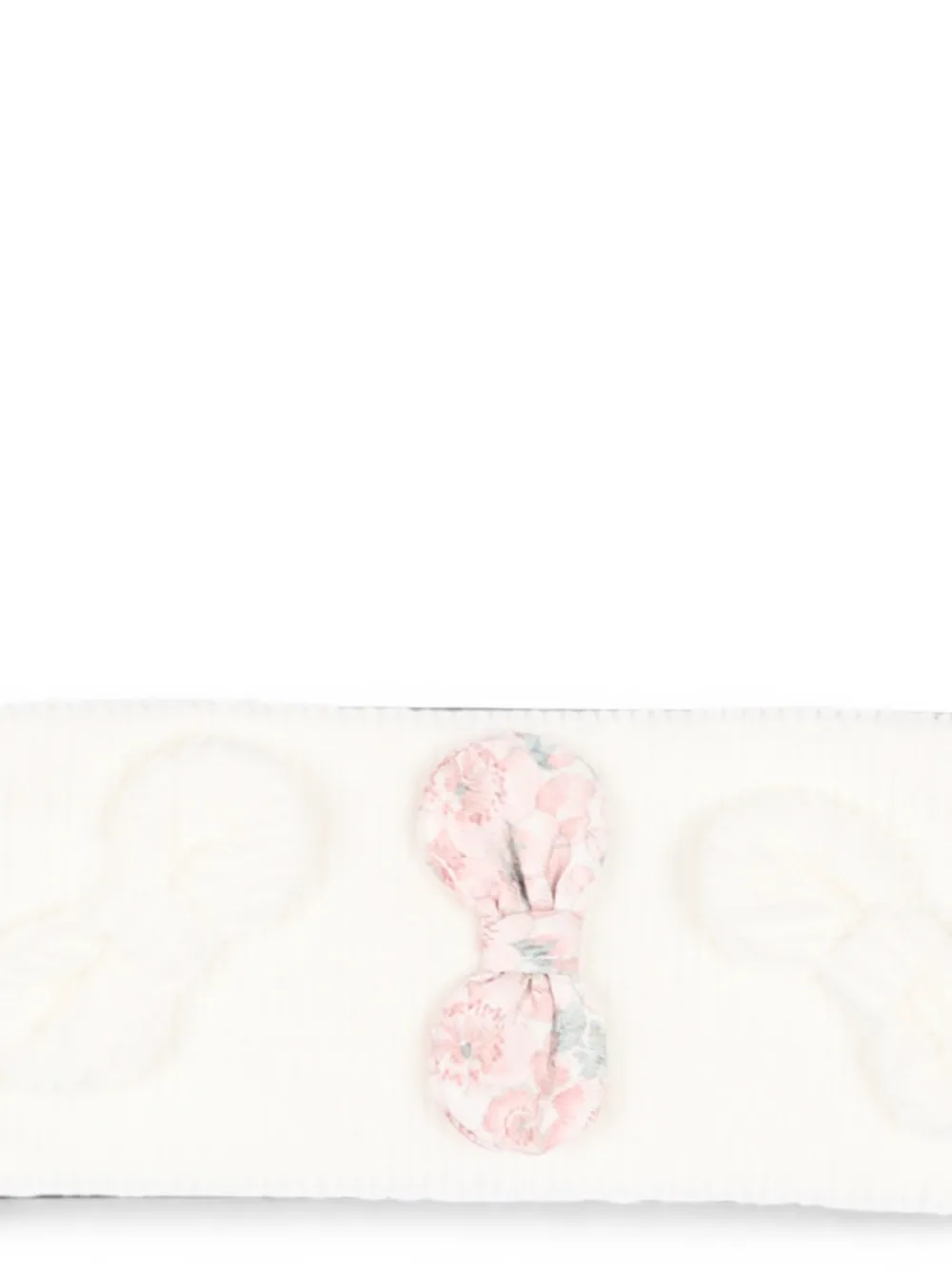 NANAN Geribbelde haarband met bloemdetail Wit