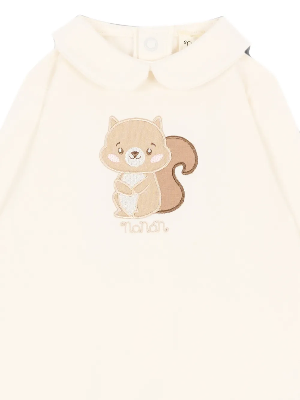 NANAN Pyjama met Peter Pan-kraag en eekhoorn-patch Beige