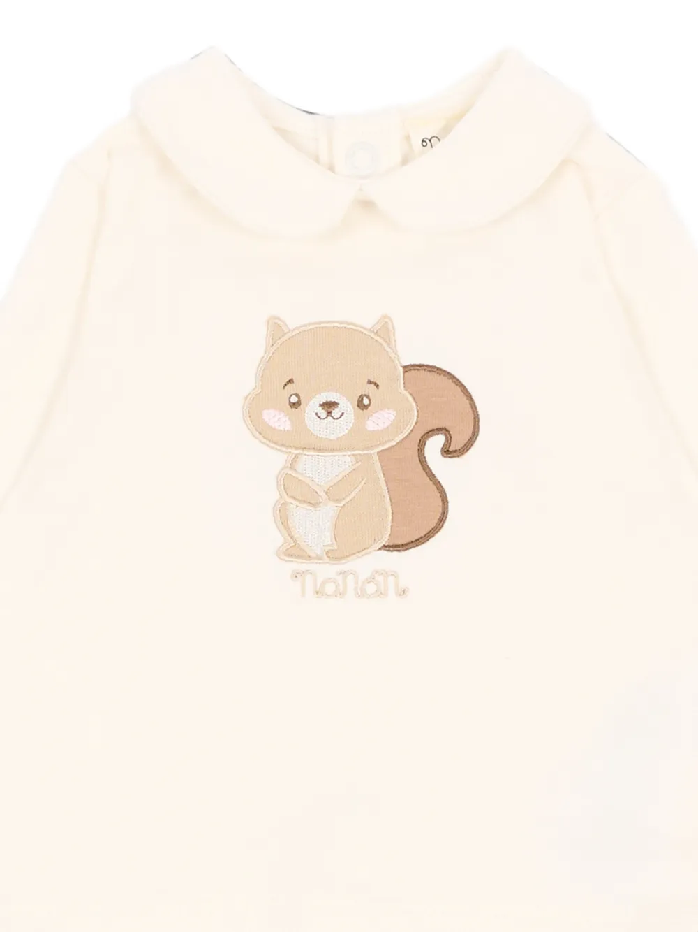 NANAN Pyjama met Peter Pan-kraag en eekhoorn-patch Beige