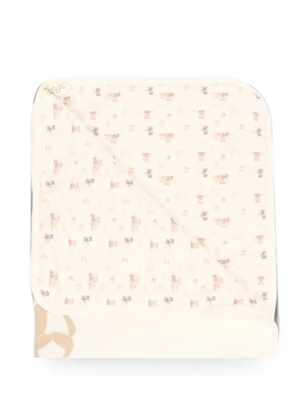 NANAN Deken met geborduurd logo en eekhoorn-patch Beige