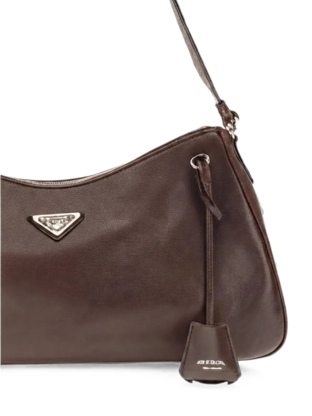 Prada Schoudertas met logoplakkaat Bruin