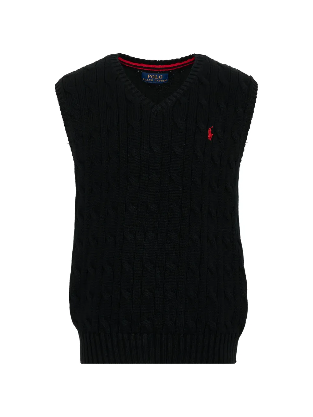 POLO RALPH LAUREN KIDS cable-knit V-neck sweater vest - Nero