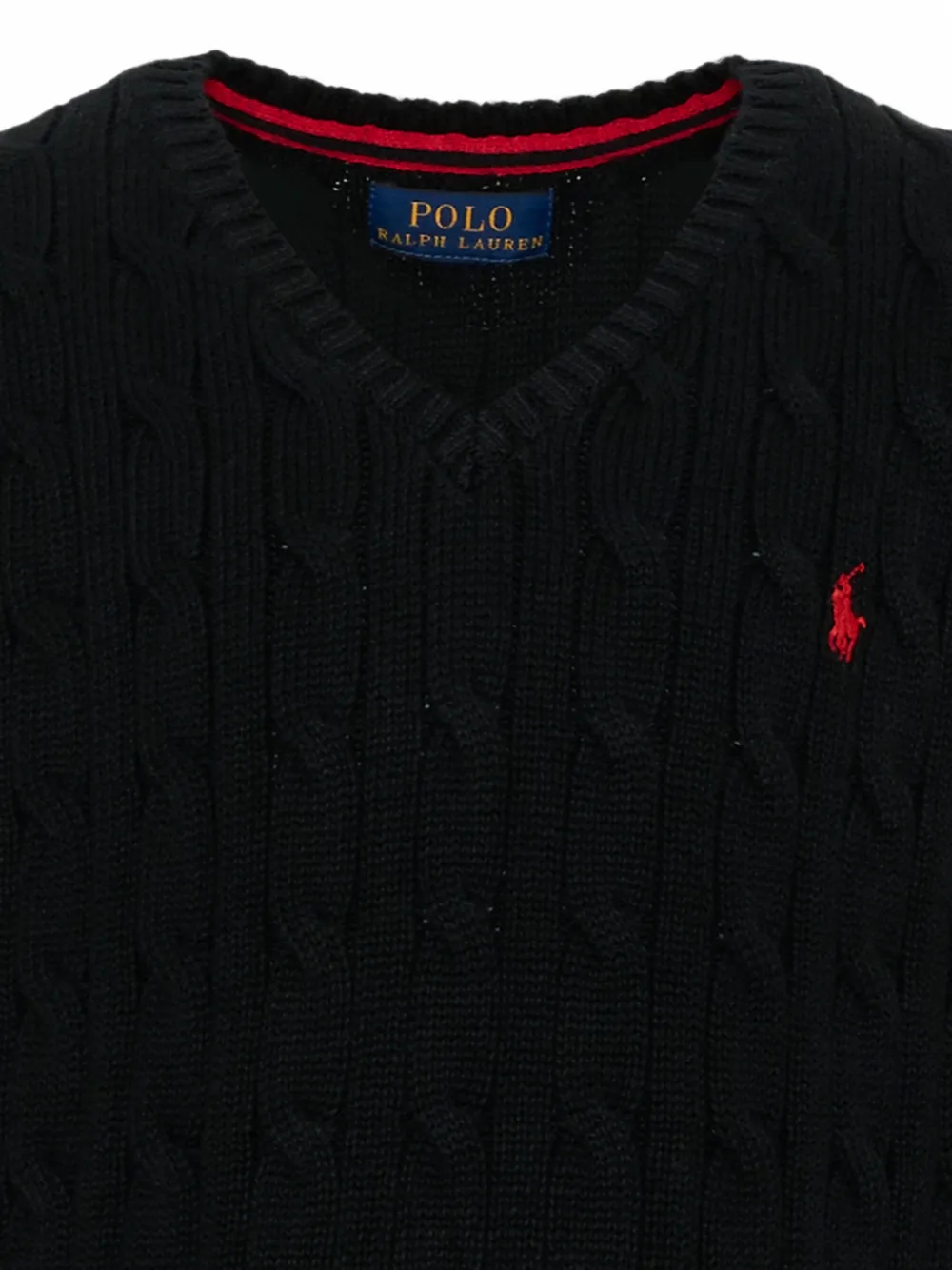 POLO RALPH LAUREN KIDS Kabelgebreide spencer met V-hals Zwart