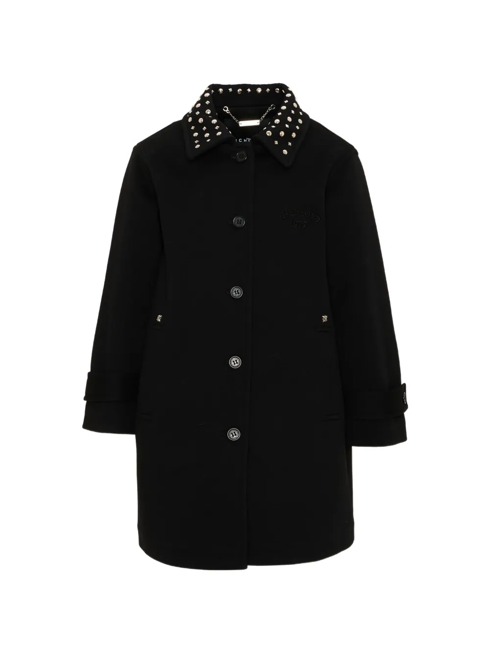 John Richmond Junior stud-embellished logo-embroidered trench coat - Schwarz