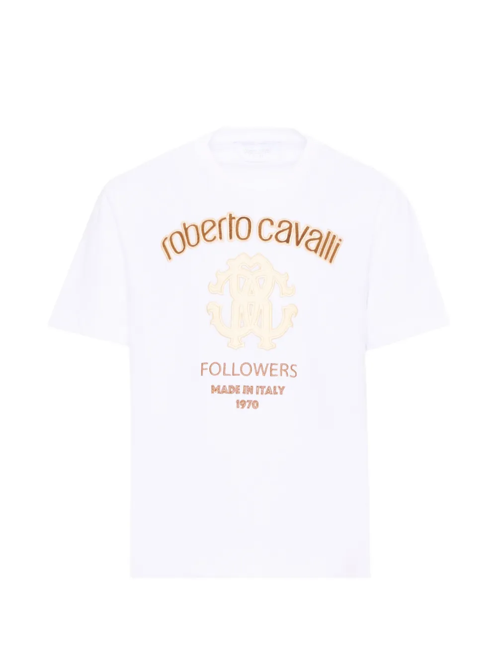 Roberto Cavalli Junior logo-embroidered short-sleeve T-shirt - Bianco