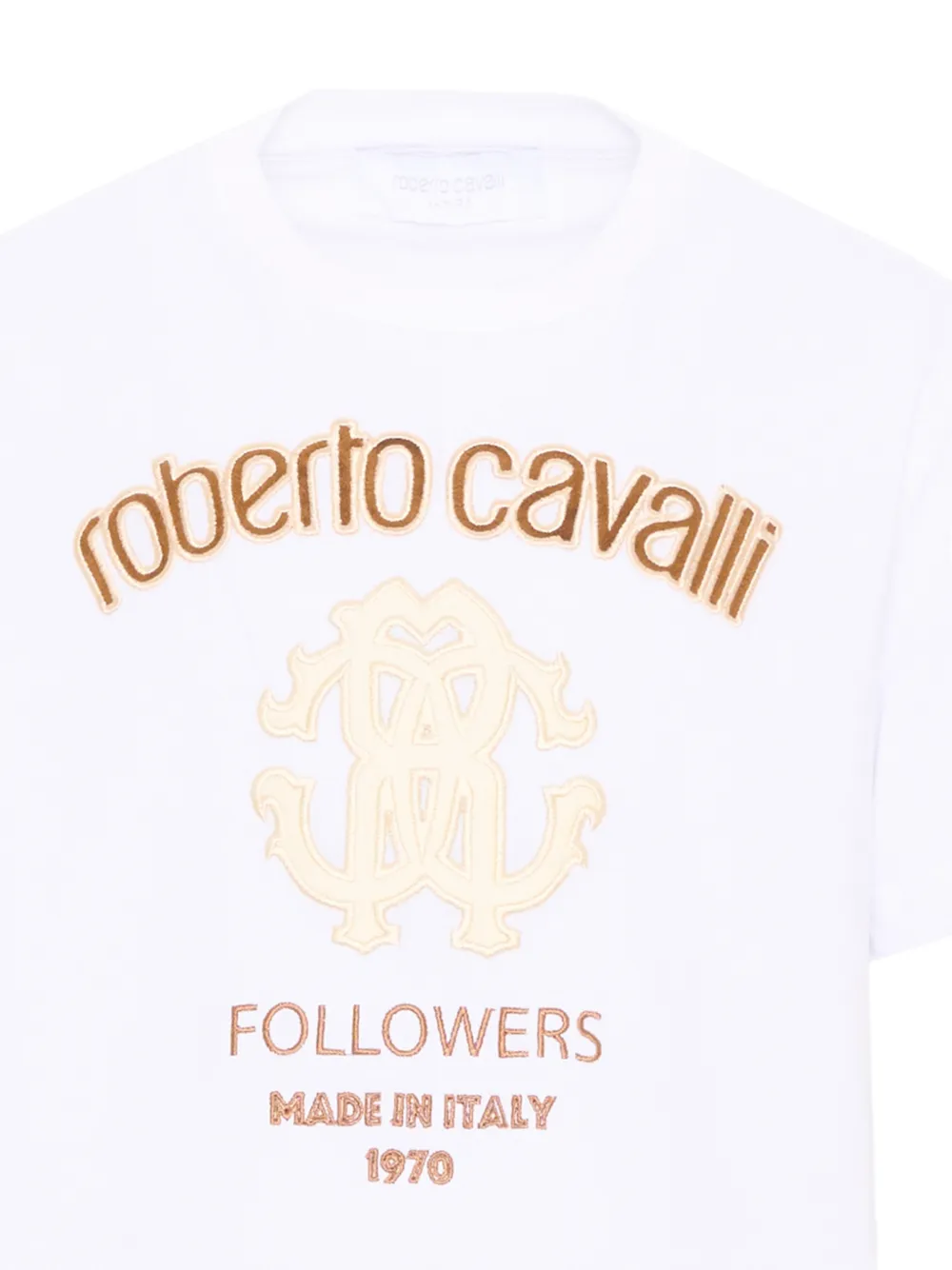 Roberto Cavalli Junior T-shirt met geborduurd logo Wit