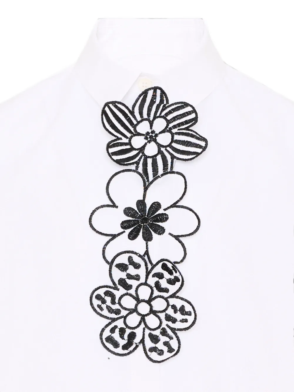 Simonetta floral-embroidered long-sleeve shirt Wit