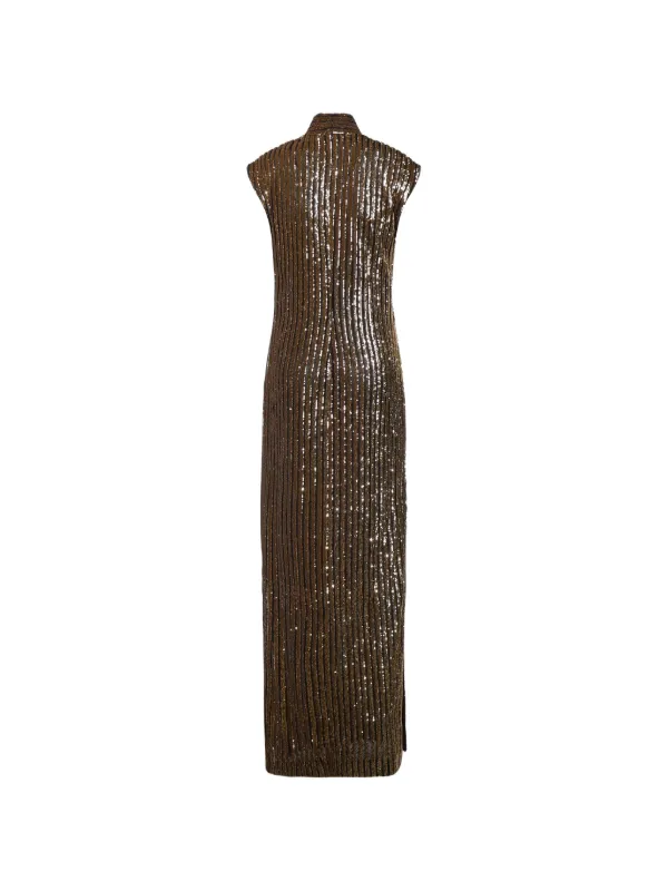 gold sequin cowl neck dress Genny Maxi sequin-embellished cowl-neck | Asha Sequin Dress