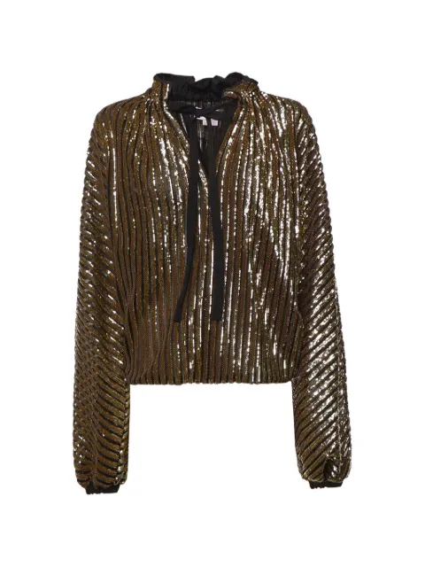 Genny sequin-embellished ruffled blouse