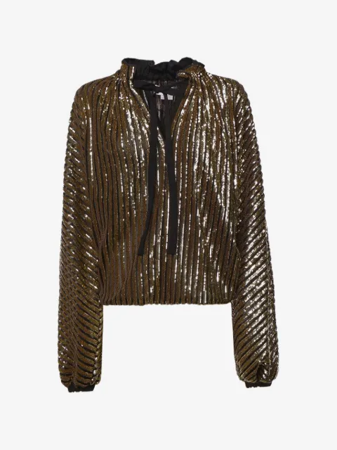 Genny sequin-embellished ruffled blouse