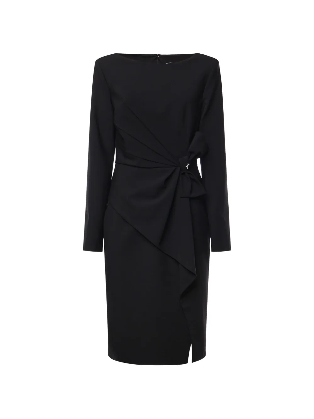 Genny bow-detail pleated midi dress - Nero