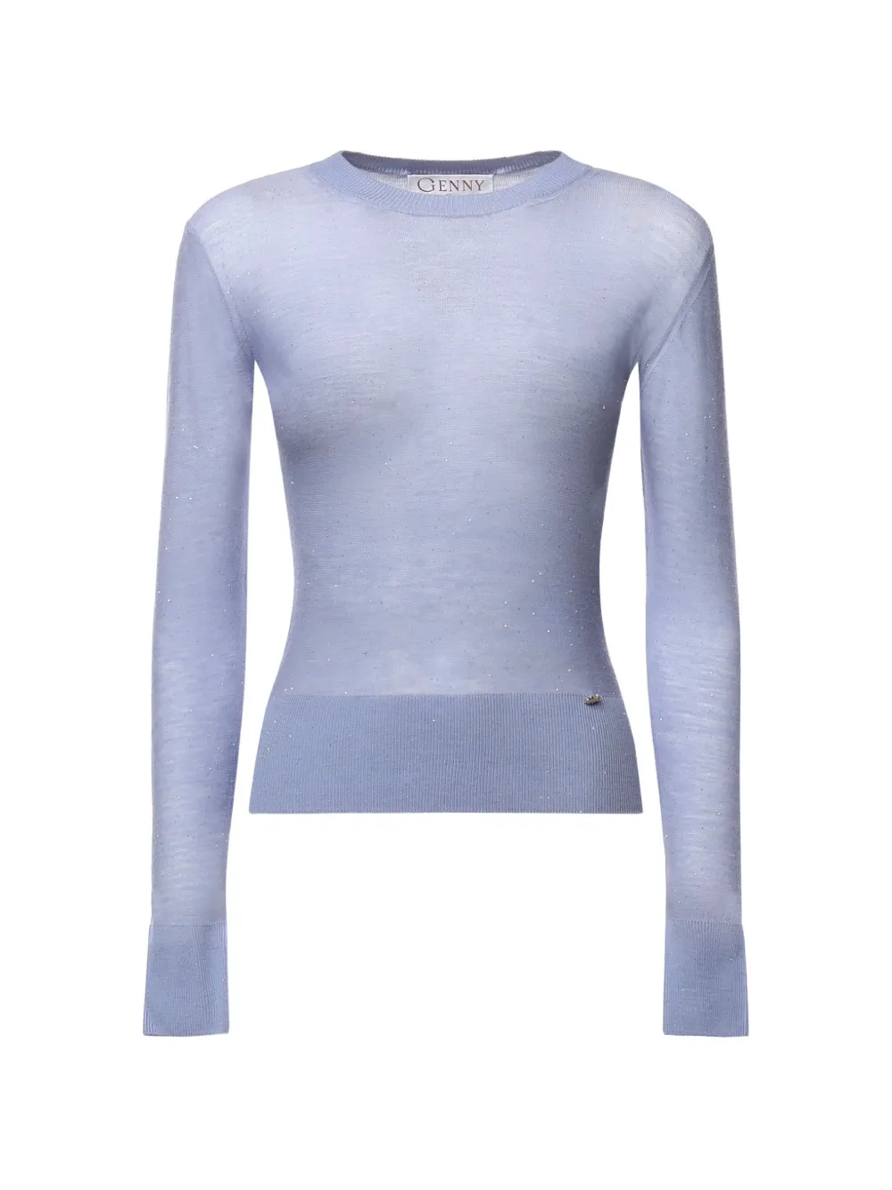 Genny rhinestone-embellished fine-knit sweater - Blau