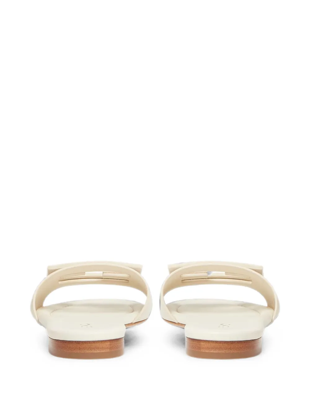 FENDI Baguette parchment-coloured leather slides Beige