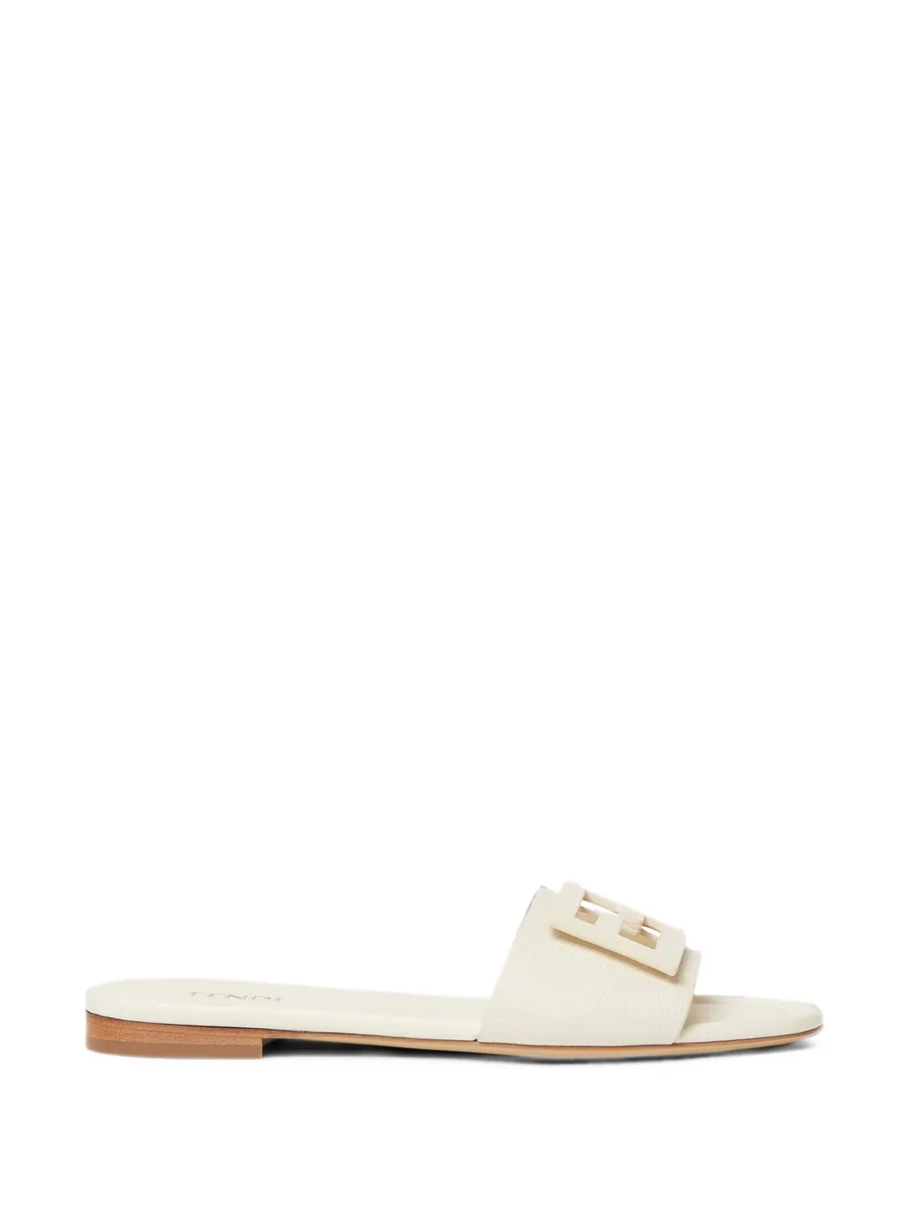 FENDI Baguette parchment-coloured leather slides Beige