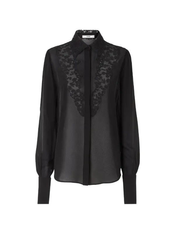 Fendi Black Georgette Shirt