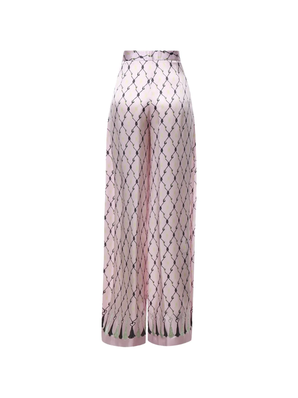 Genny Zijden broek met touwprint Roze