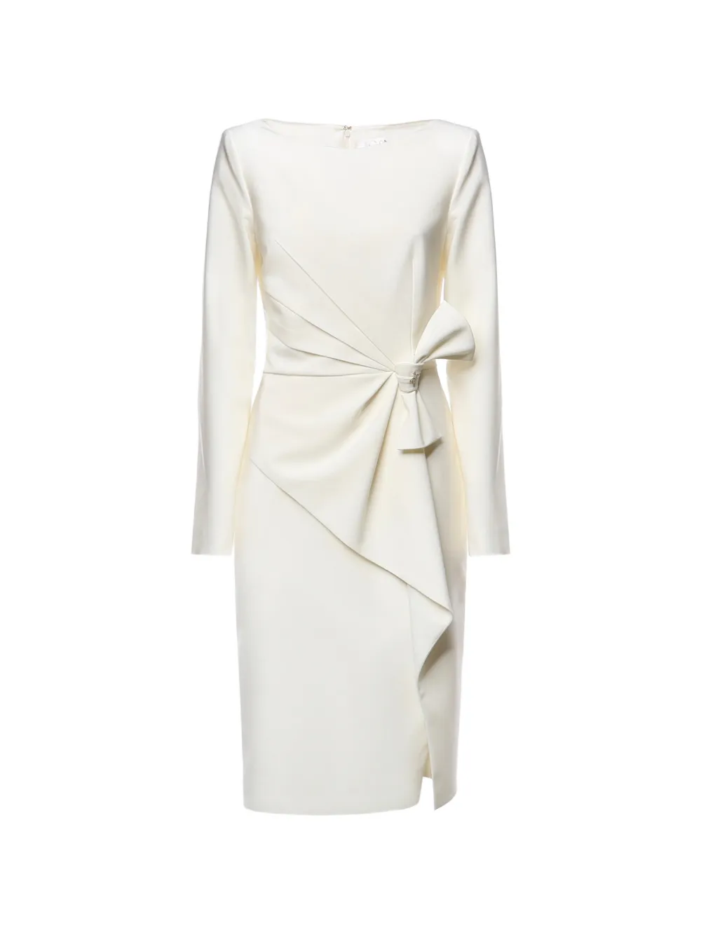 Genny side-bow draped midi dress - Weiß