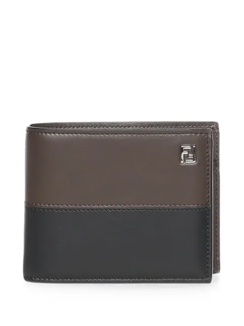 FENDI FF Double two-tone black and ebony leather bi-fold coin wallet