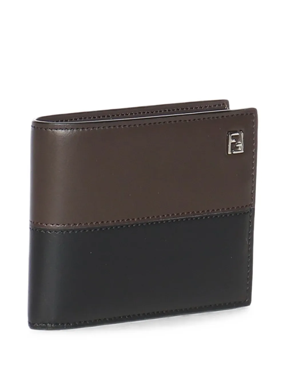 FENDI FF Double tweekleurige leren portemonnee Bruin