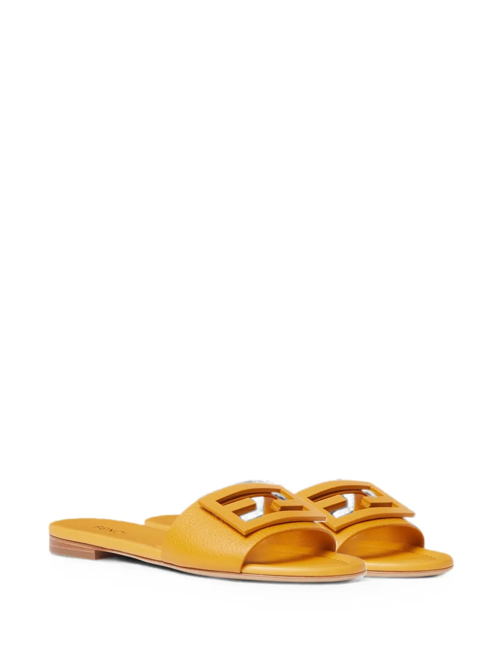 FENDI Baguette yellow leather slides Geel