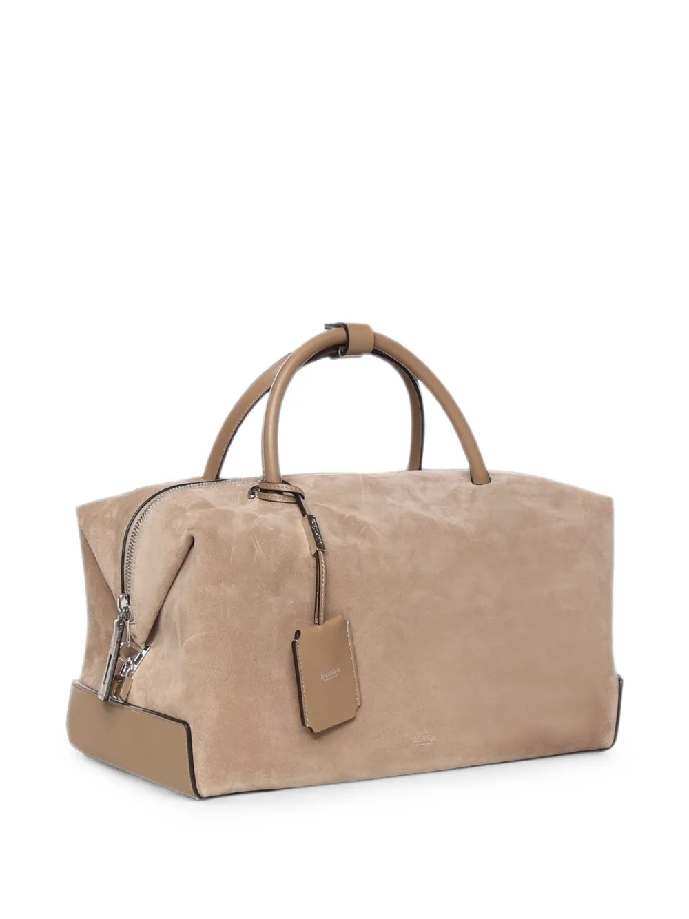 Max Mara large nubuck leather Boston bag - mud - Nude
