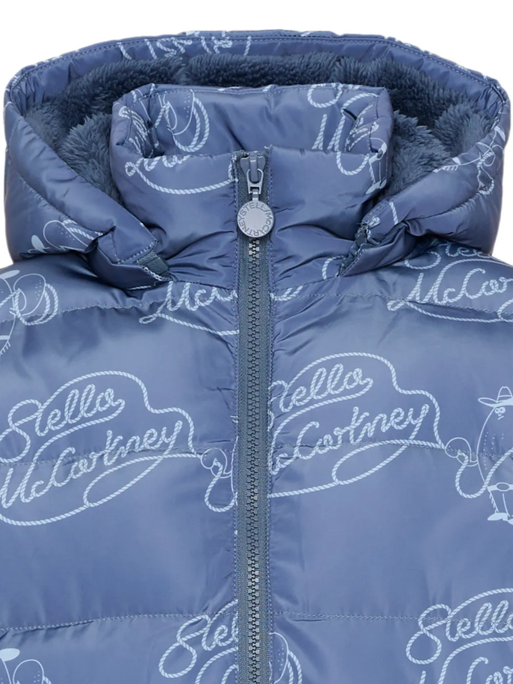 Stella McCartney Kids logo-print padded jacket Blauw