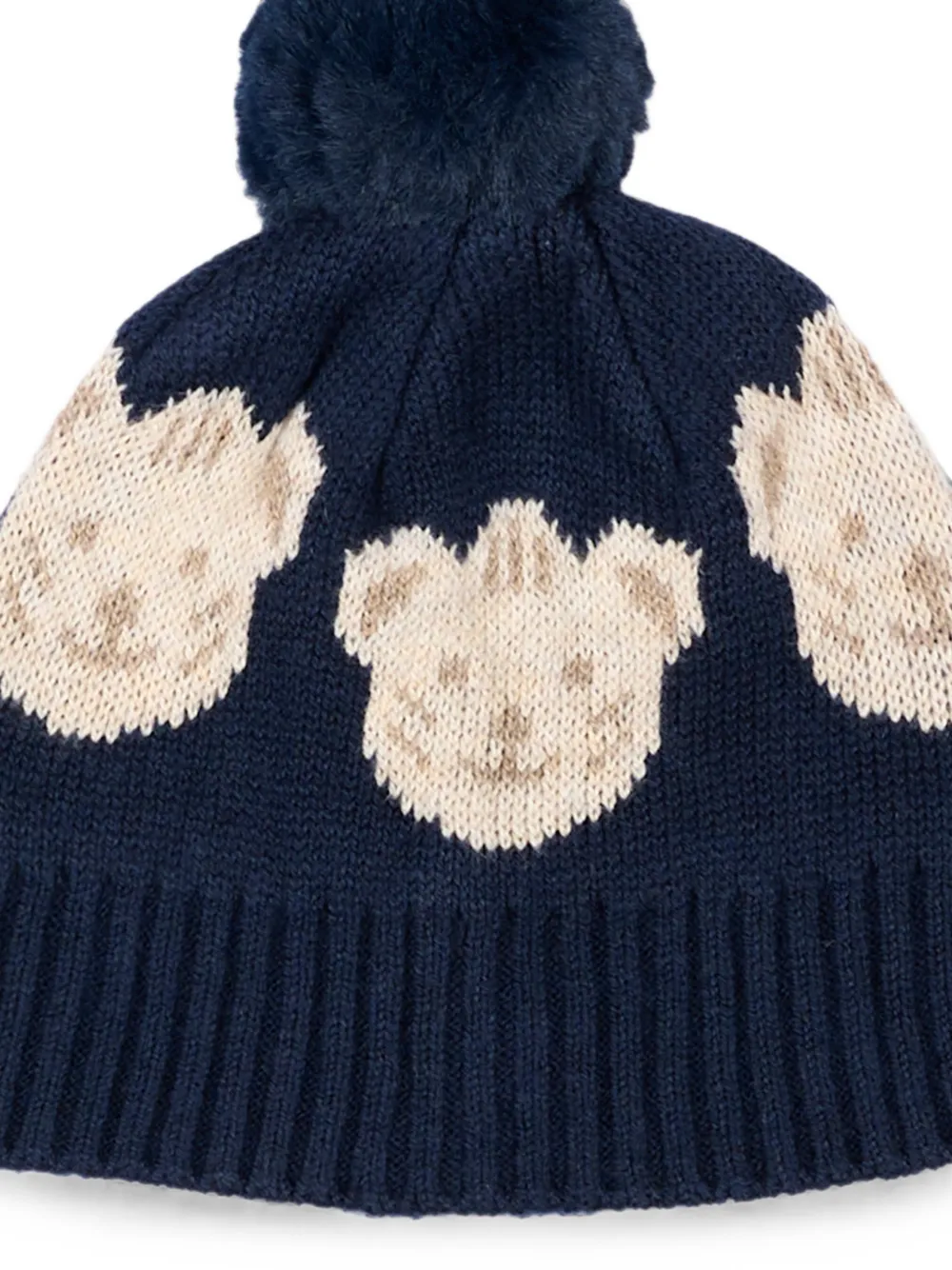 Mayoral bear-intarsia beanie hat set Blauw