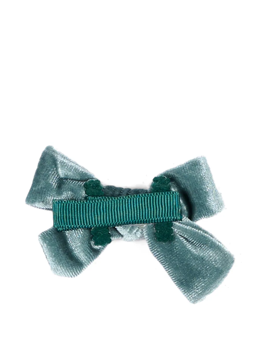 Mayoral Twee fluwelen haarspelden met bloemen-print Groen