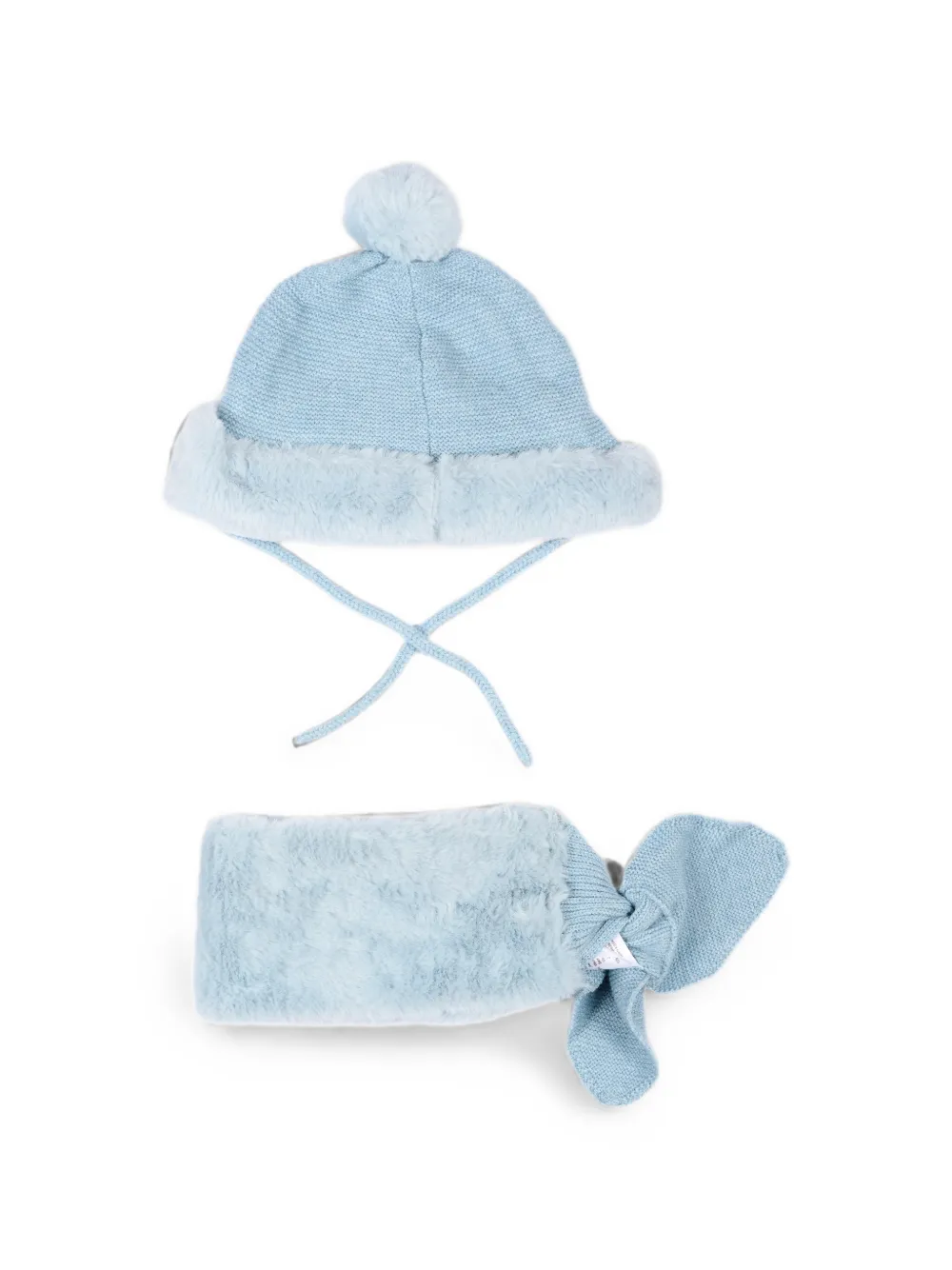 Mayoral Mutsenset van imitatiebont met bloemapplicatie Blauw
