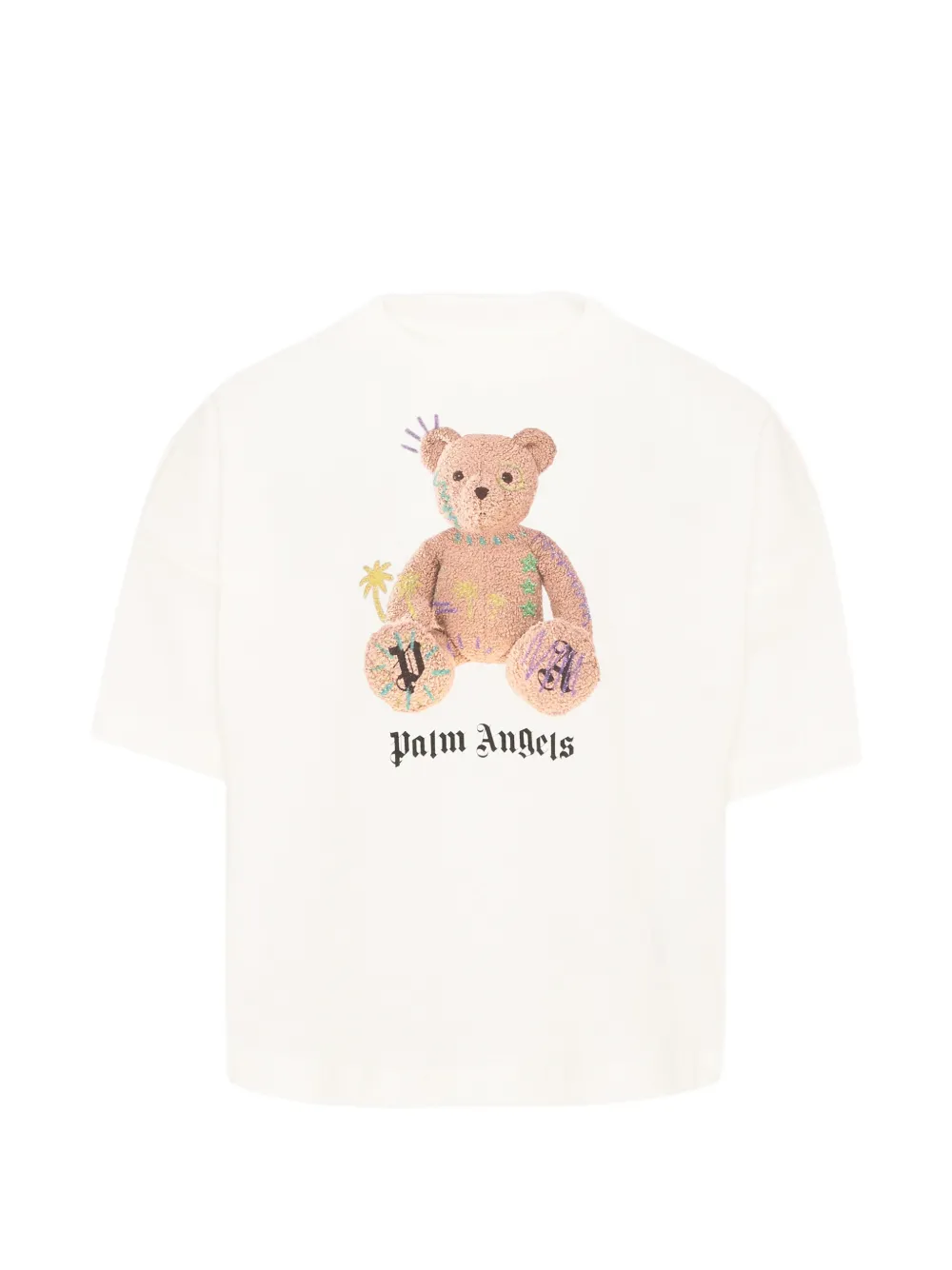 Palm Angels Kids bear-print logo-print T-shirt - Bianco
