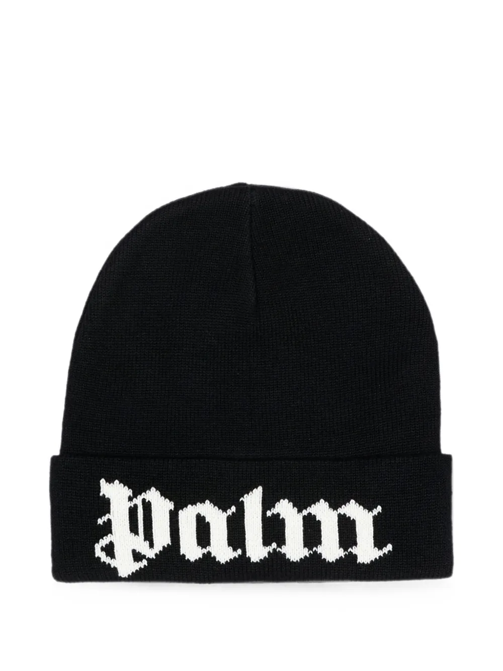Palm Angels Kids logo-intarsia beanie hat - Nero
